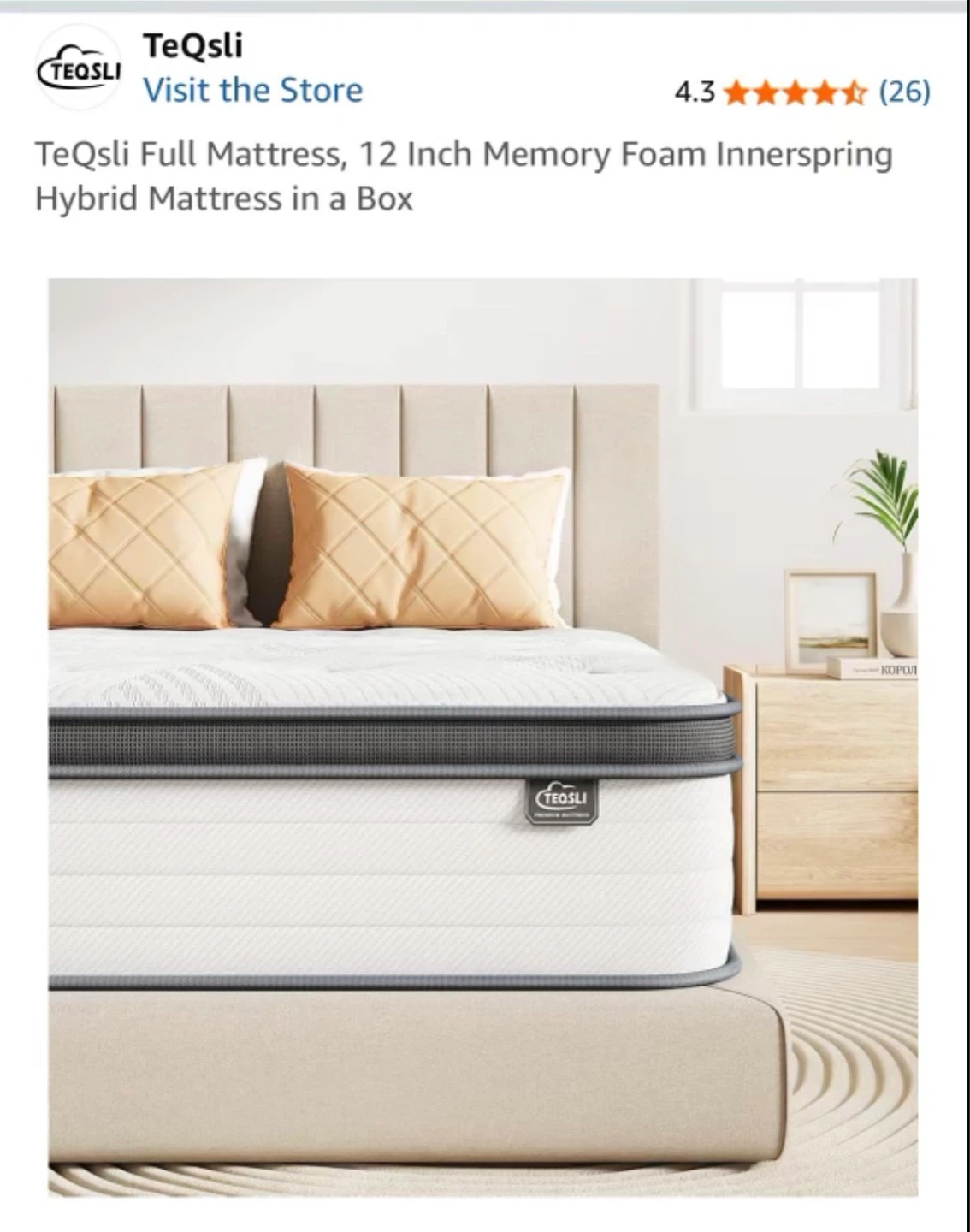 TeQsli Full Mattress + Metal Bed Frame - photo 5