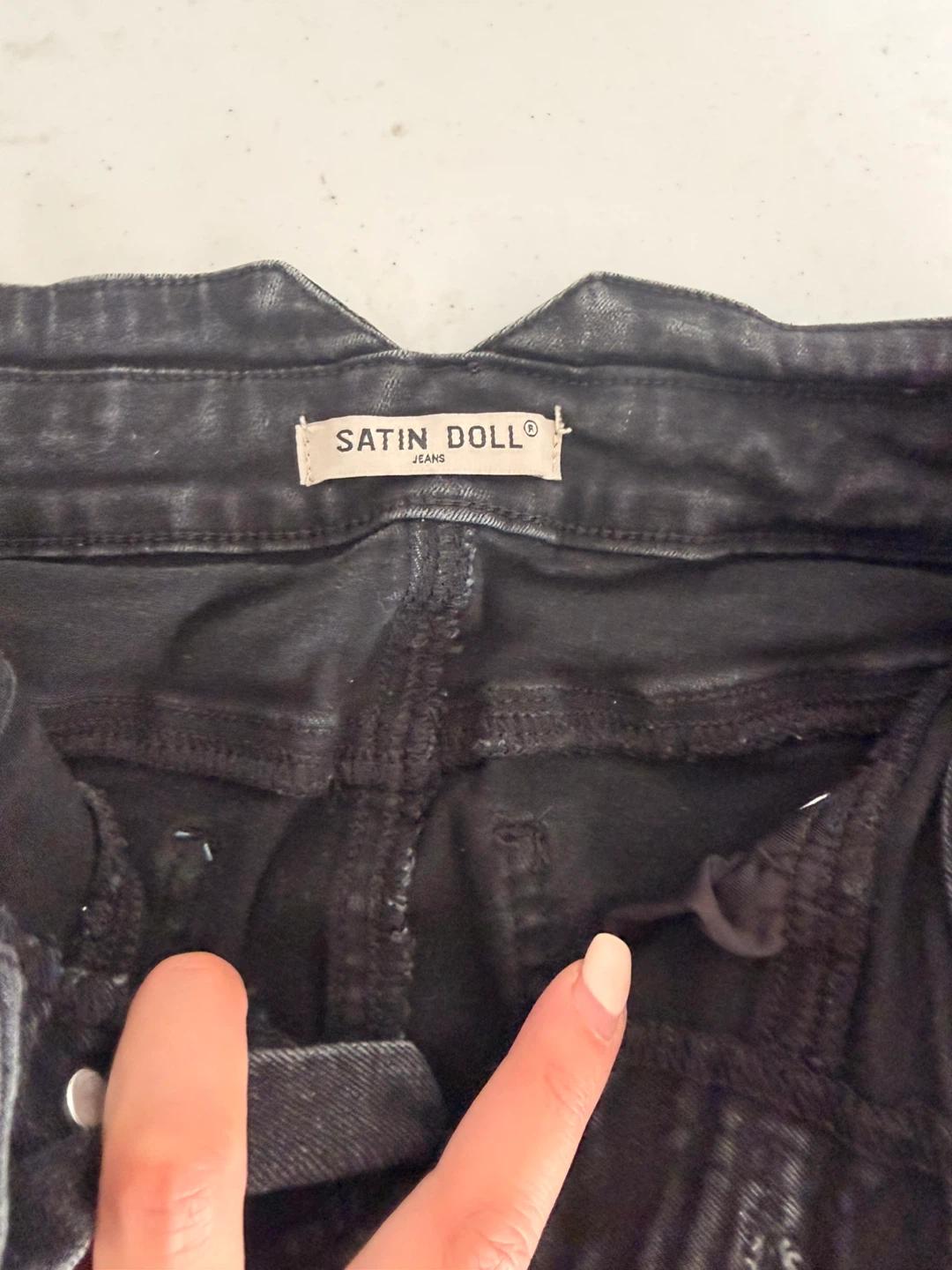 Satin Doll Jeans Black Denim Pencil Skirt Size 8 - photo 2