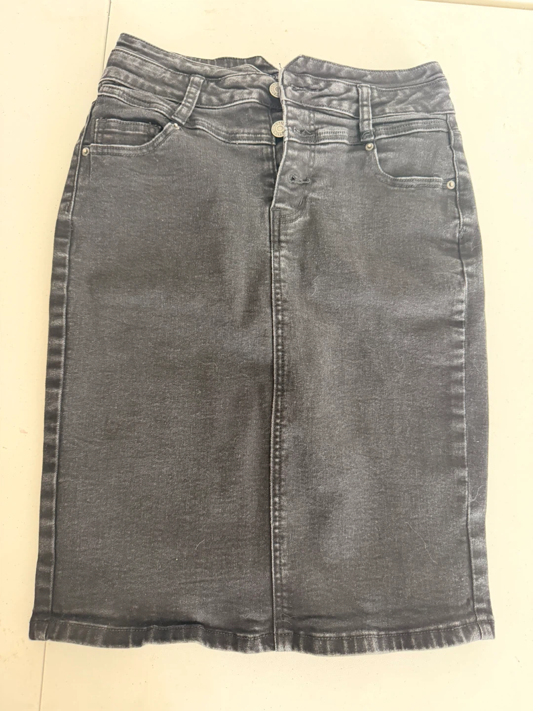 Satin Doll Jeans Black Denim Pencil Skirt Size 8