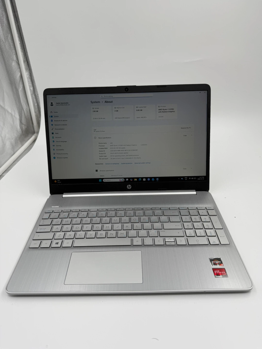 HP Laptop 15 with AMD Ryzen 3 3250U processor