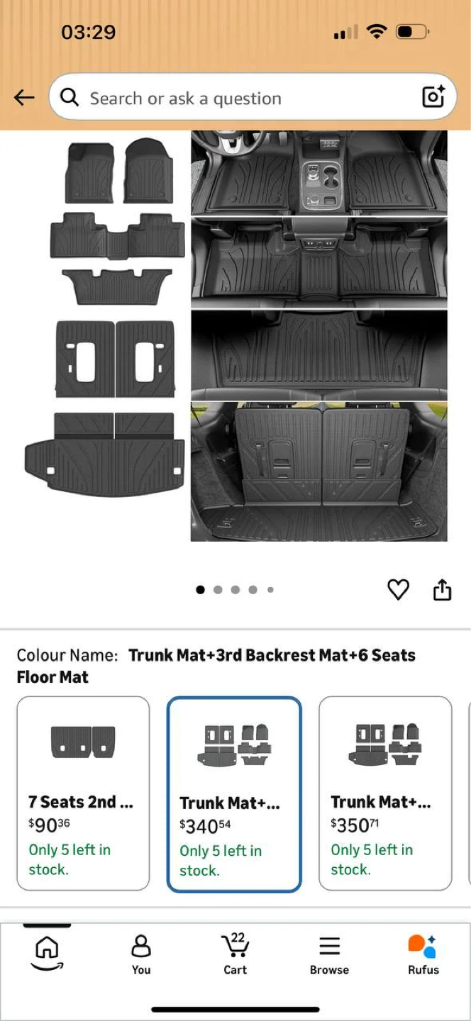 Dodge Durango 2016-2026 All Weather Floor Mats Full Set 🔥