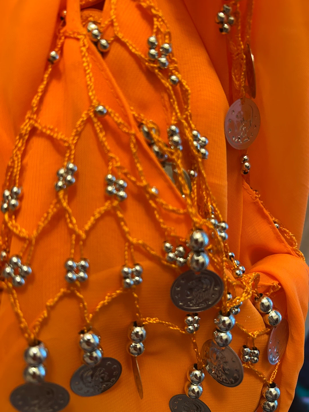 Orange Belly Dance Costume with Coins - photo 2