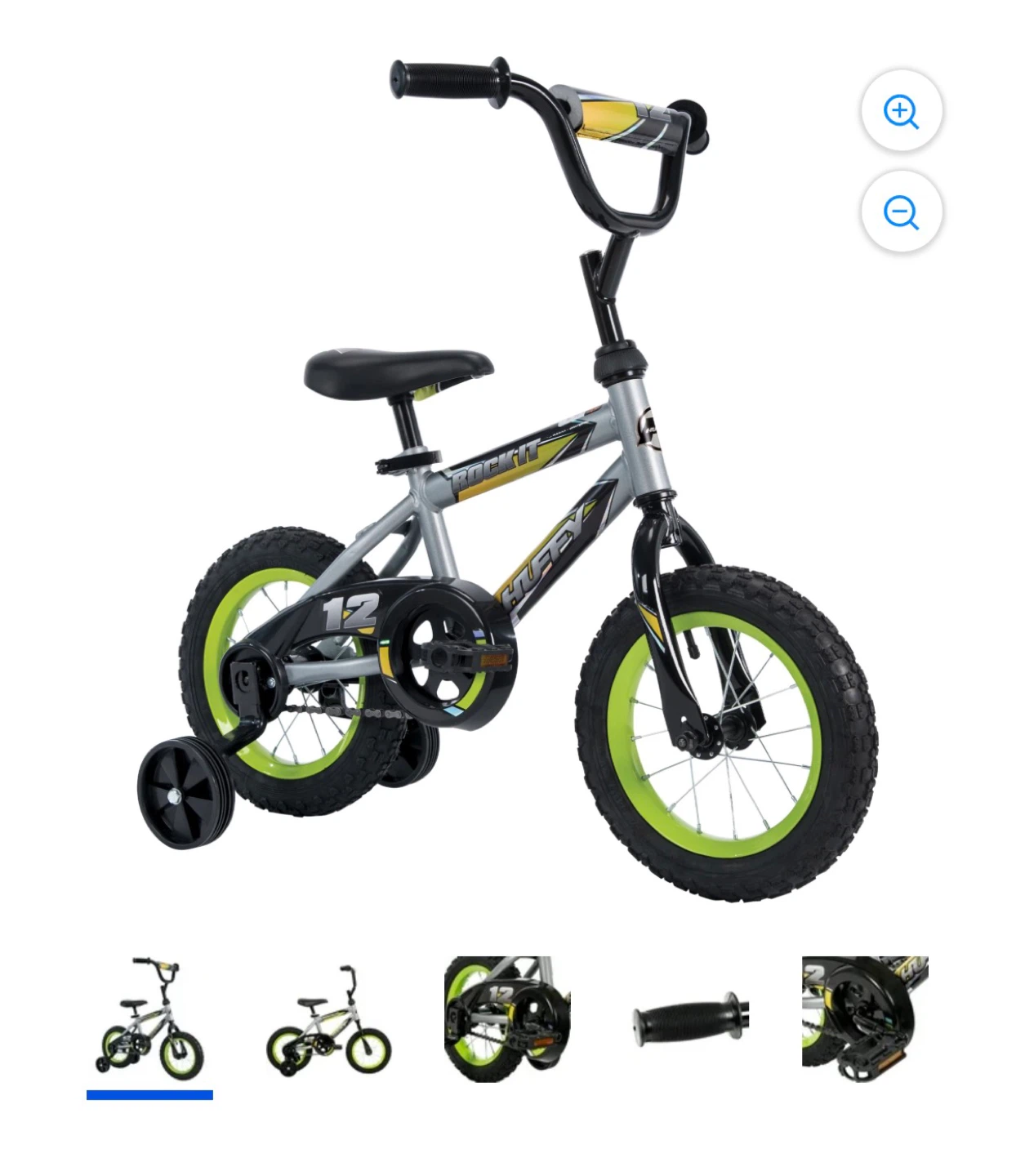Huffy 12" Training Wheel Bike - Grey/Green - photo 4