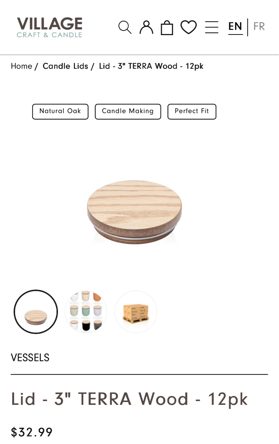 12pk Wood Candle Lids - 3” (New)