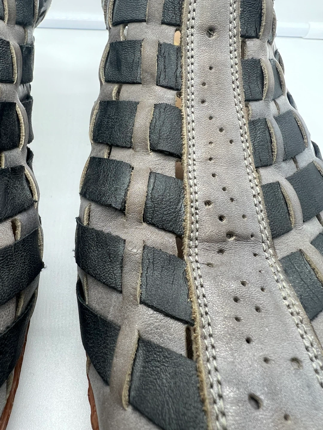 RIEKER ANTISTRESS Sina Gray Leather Woven Low Heeled Pumps 40 - photo 5
