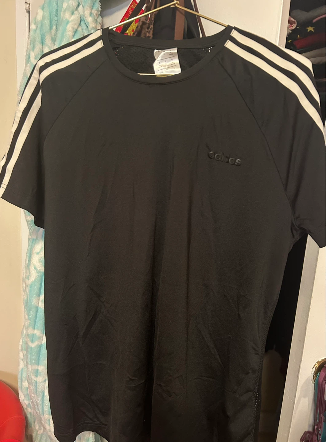 Adidas Black T-Shirt with 3-Stripes
