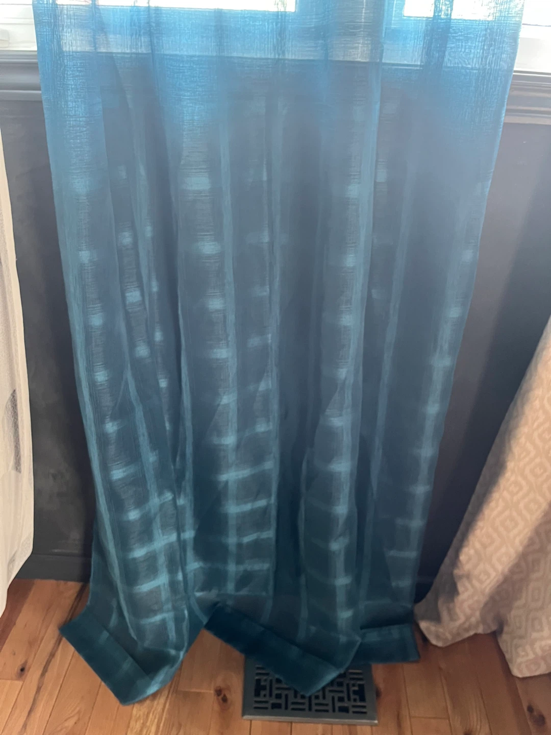 Teal Plaid Sheer Grommet Curtains (Set of 2) - photo 3