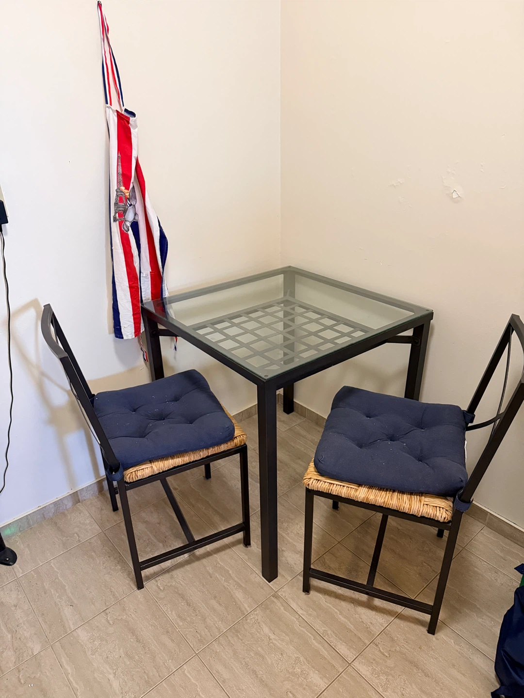 Glass Top Dining Table with 2 Chairs