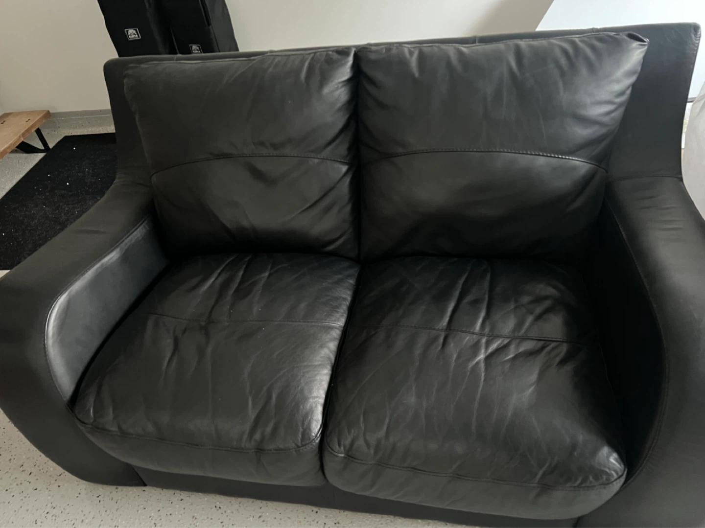 Black genuine Leather Loveseat - photo 2