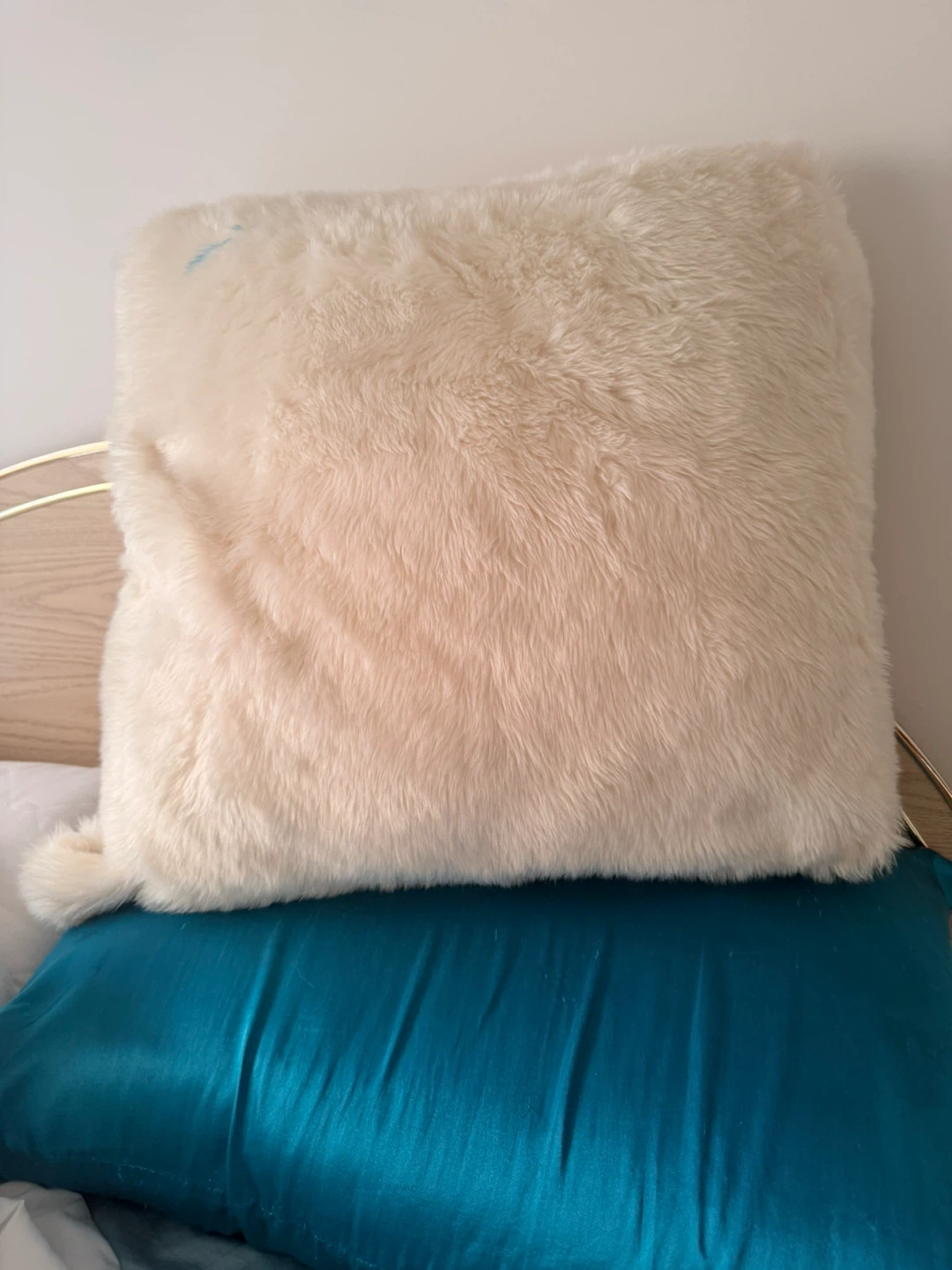 Cream Faux Fur Pillow 23 inches