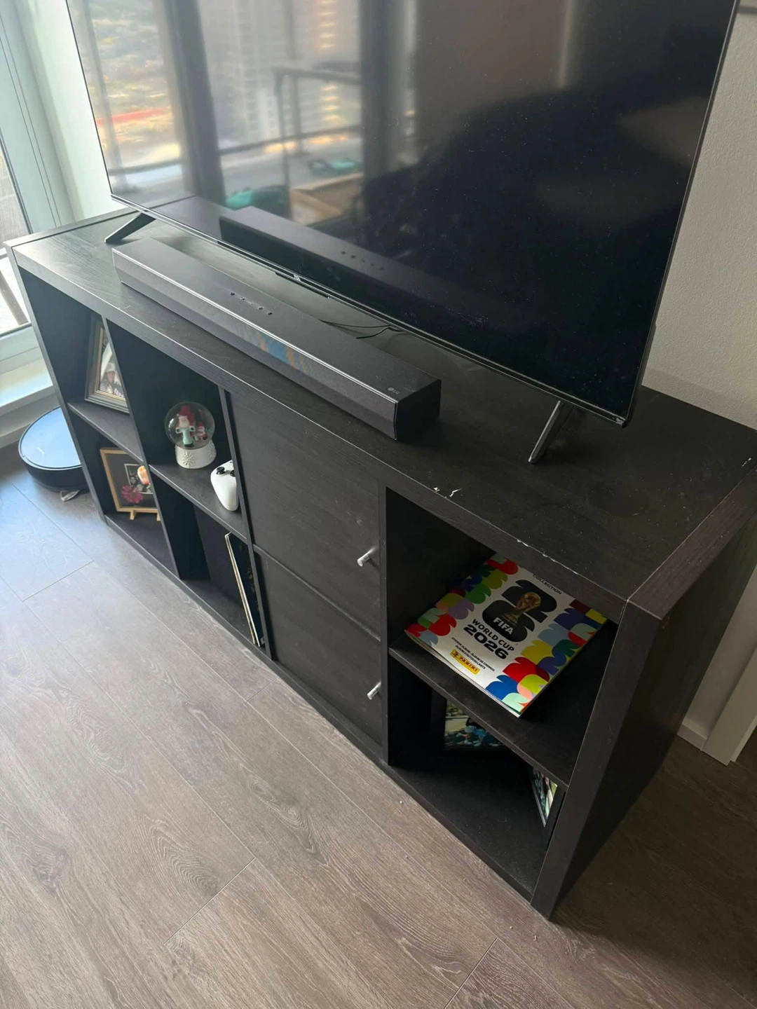 Black Media Console Shelf Unit