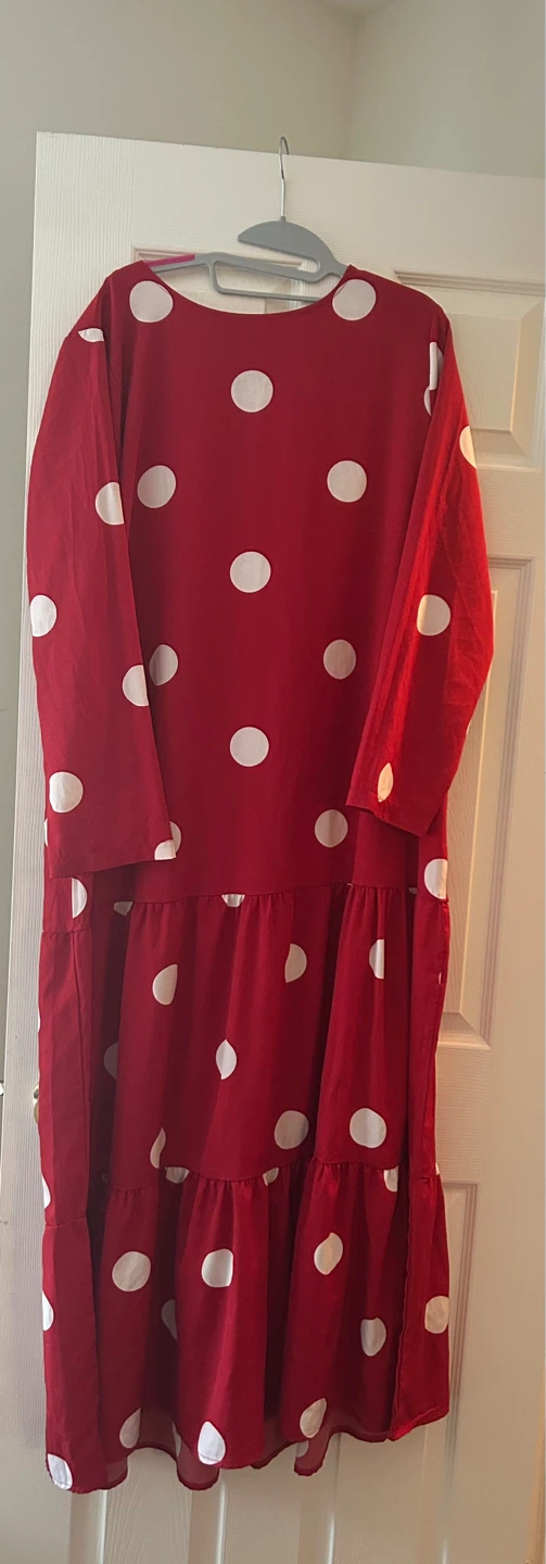 Red Polka Dot Tiered Maxi Dress - photo 2