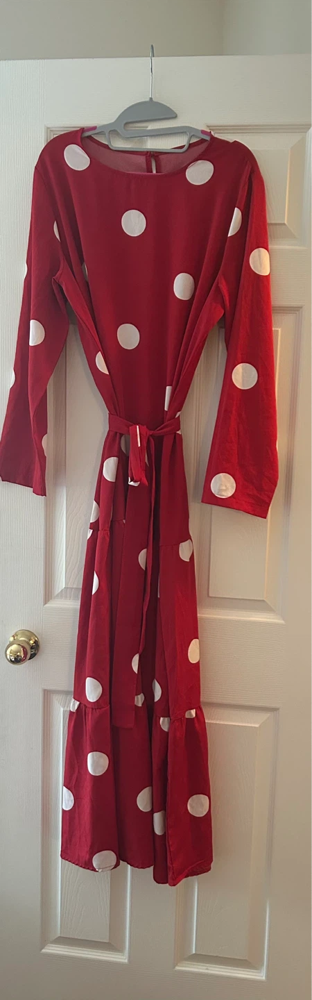 Red Polka Dot Tiered Maxi Dress