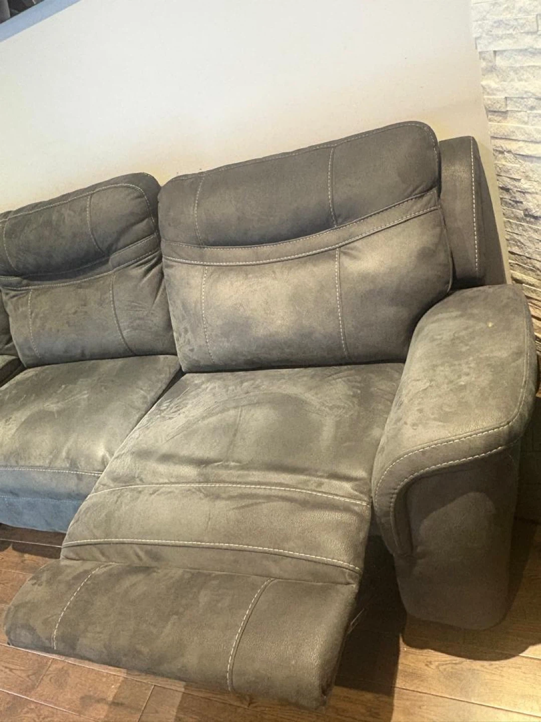 Grey 6-Seater Reclining Sofa with Cup Holders