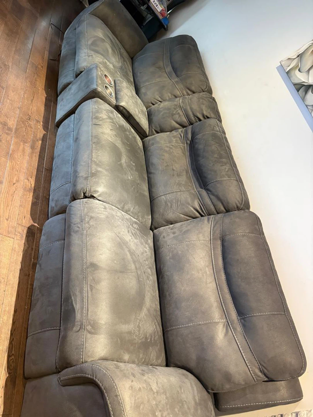 Grey 6-Seater Reclining Sofa with Cup Holders - photo 3