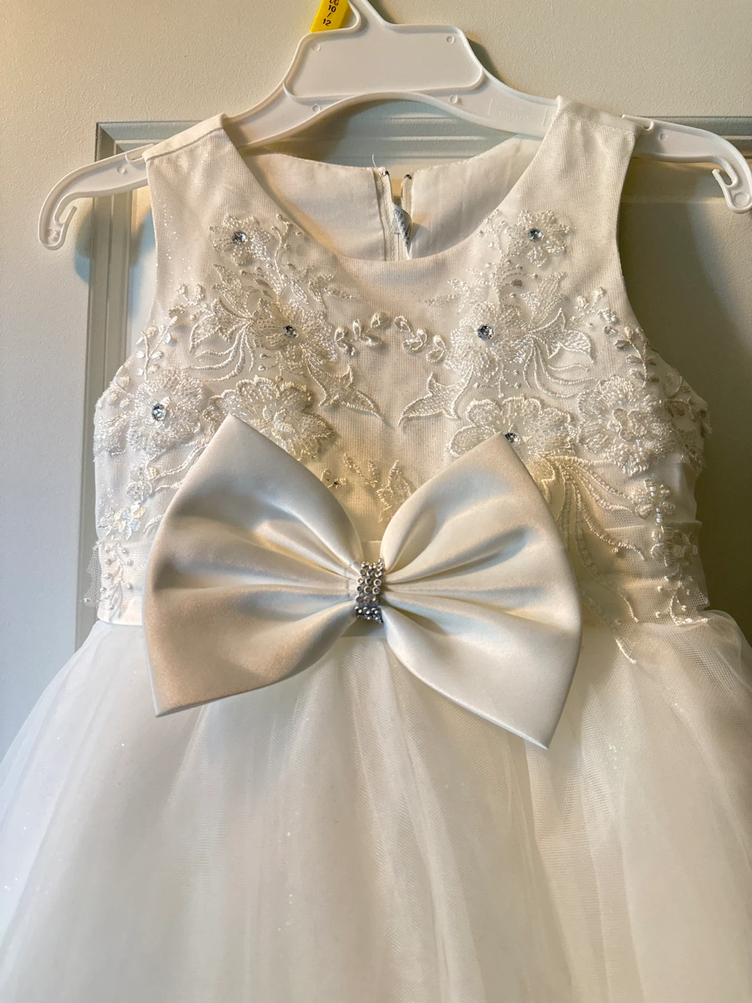 White Flower Girl Dress with Bow - photo 2