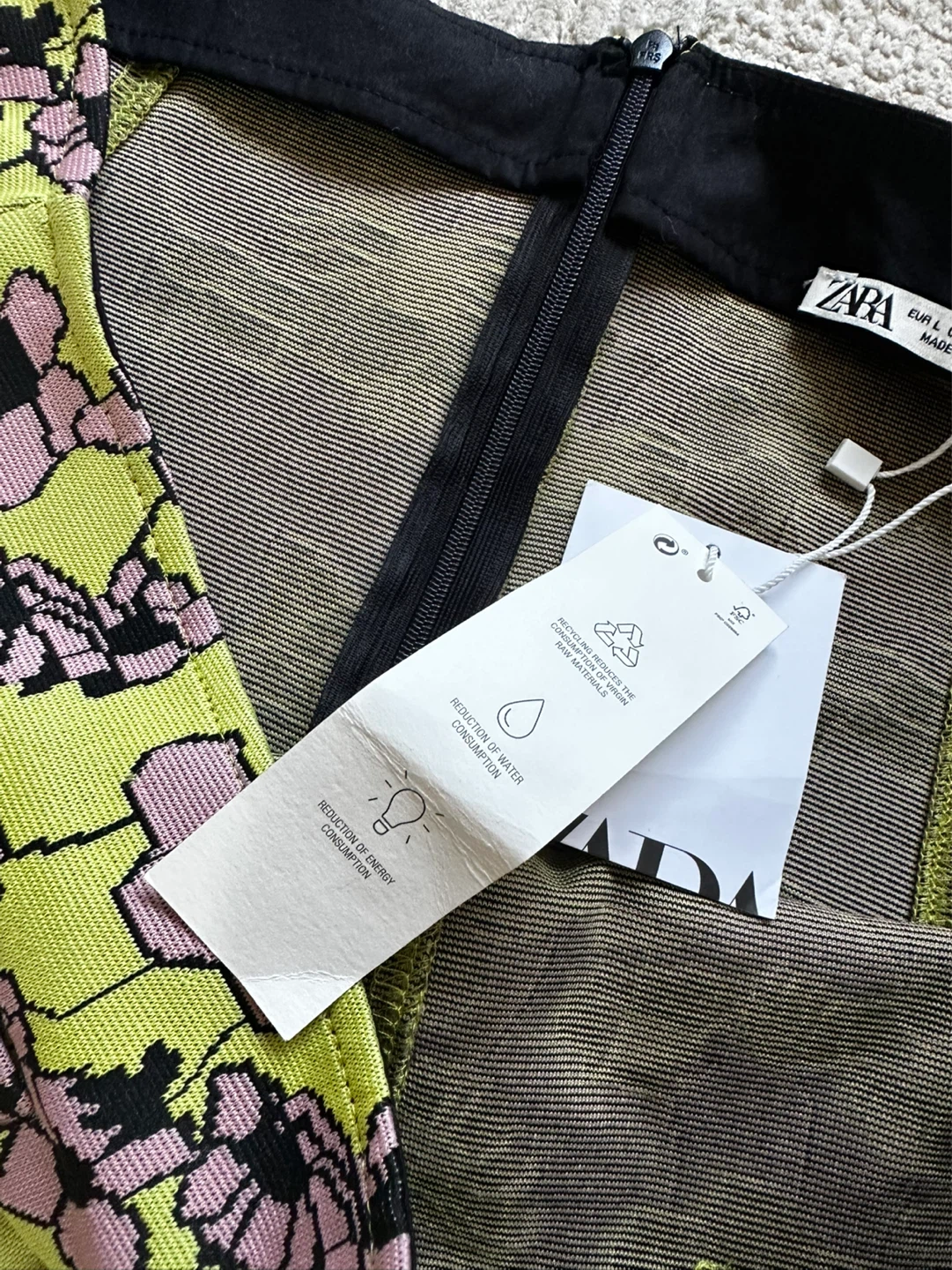 New Zara Floral Mini Skirt - Lime Green - photo 2