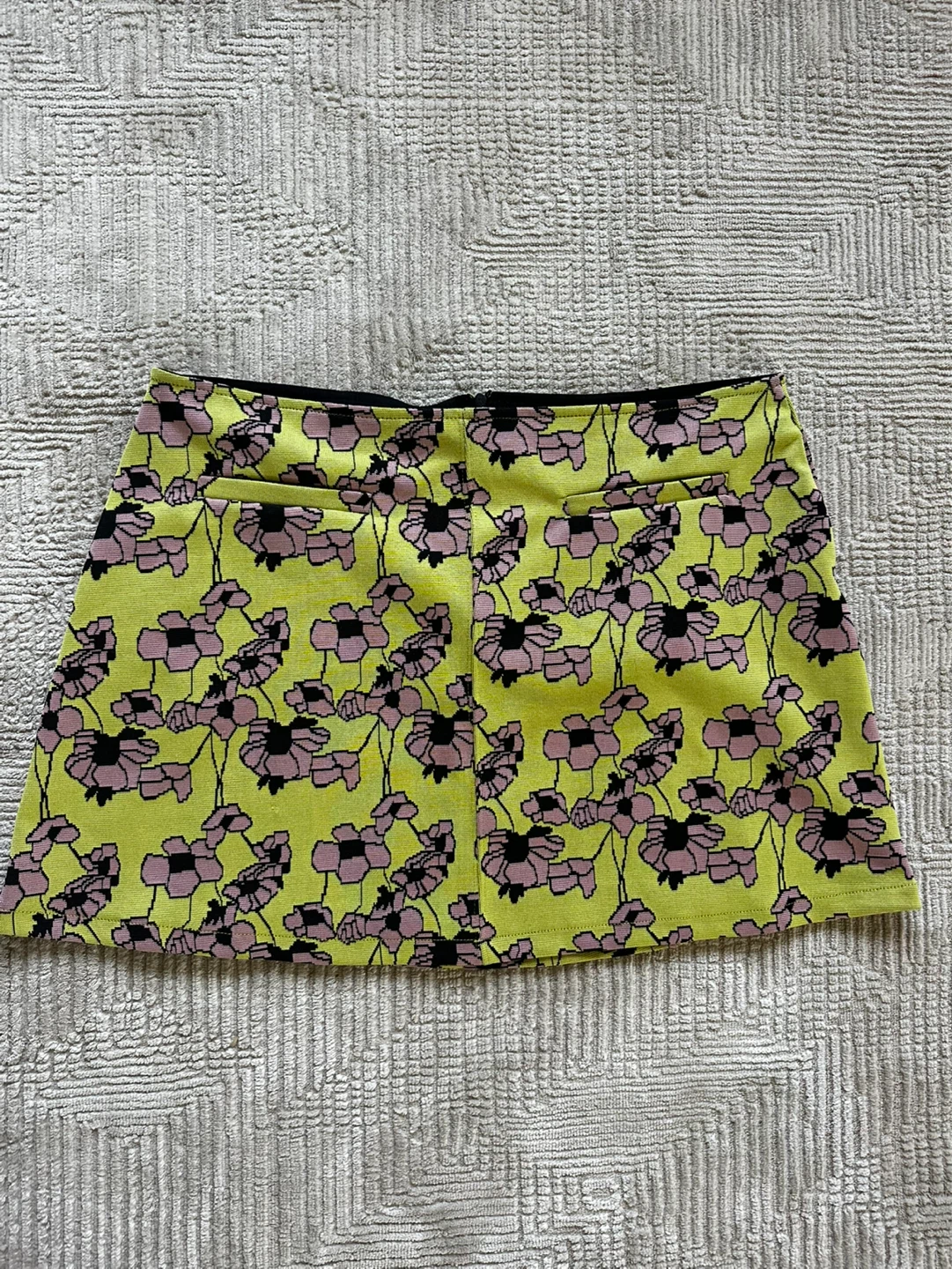 New Zara Floral Mini Skirt - Lime Green