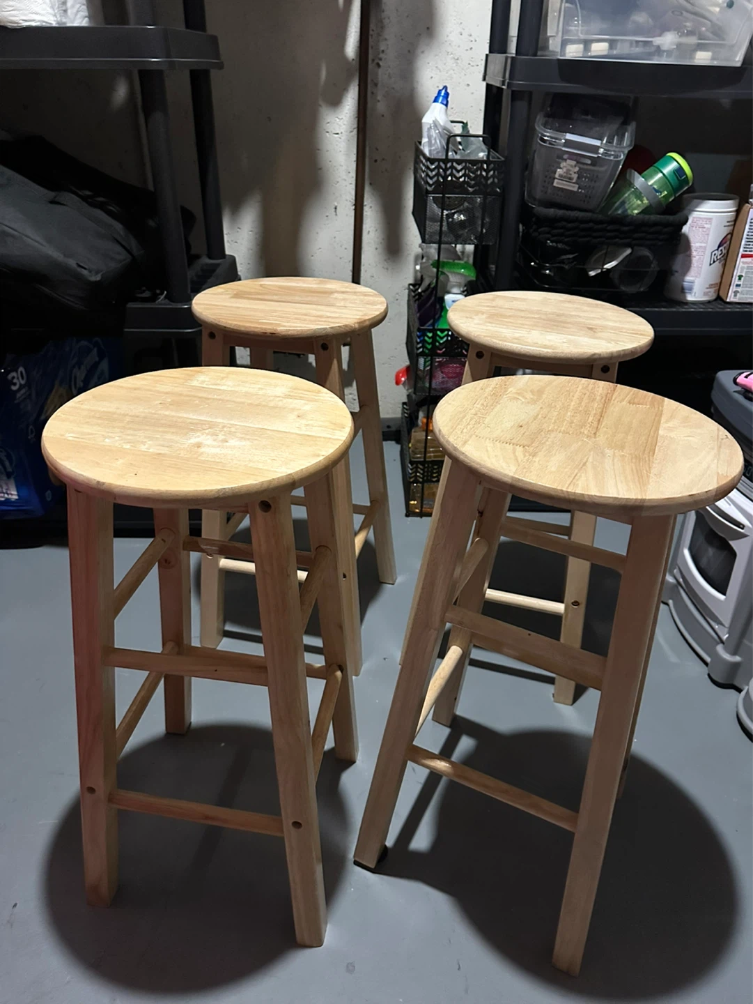 Set of 4 Wood Bar Stools