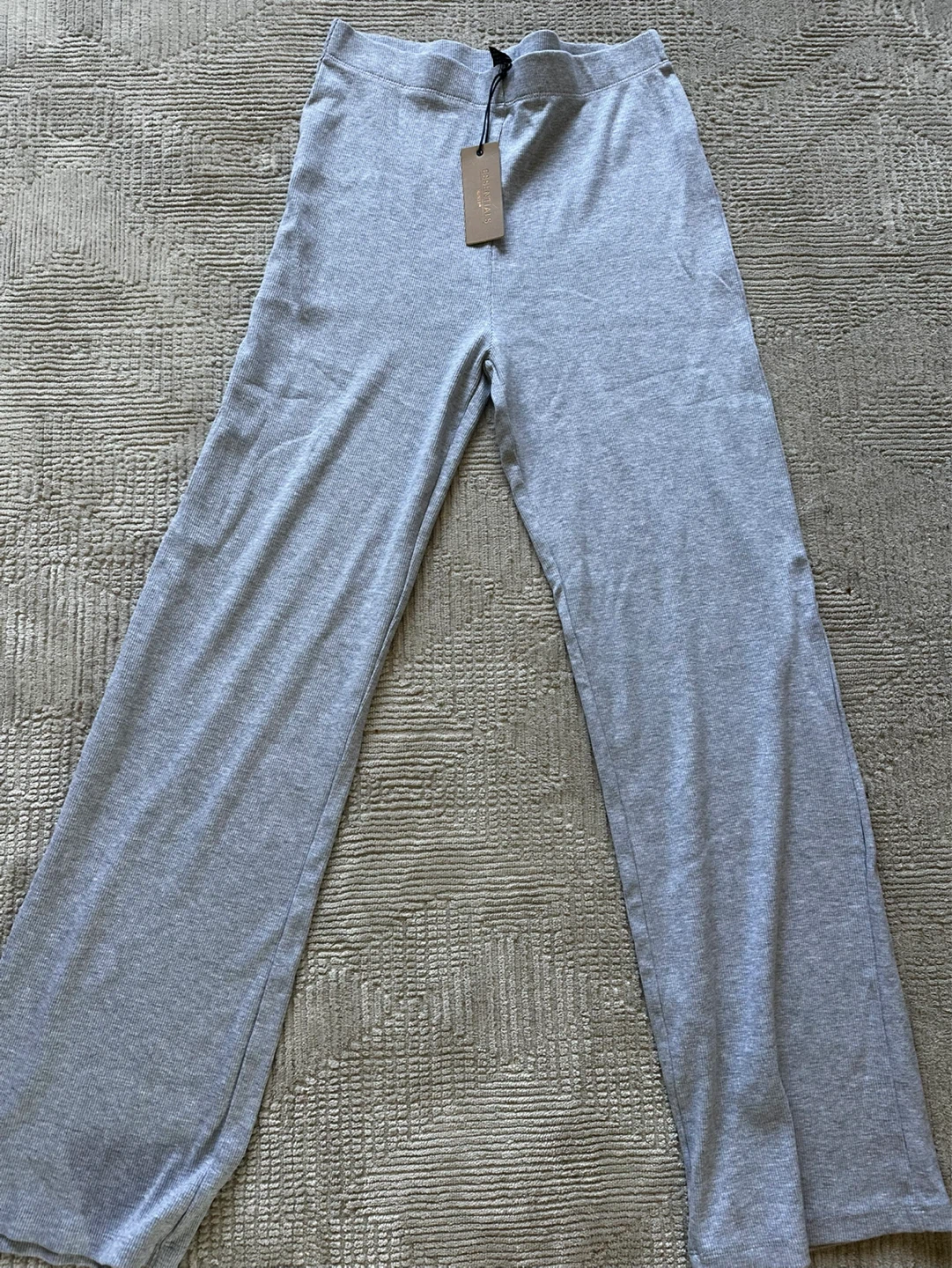New Ribbed Wide Leg Lounge Pants Grey Size L