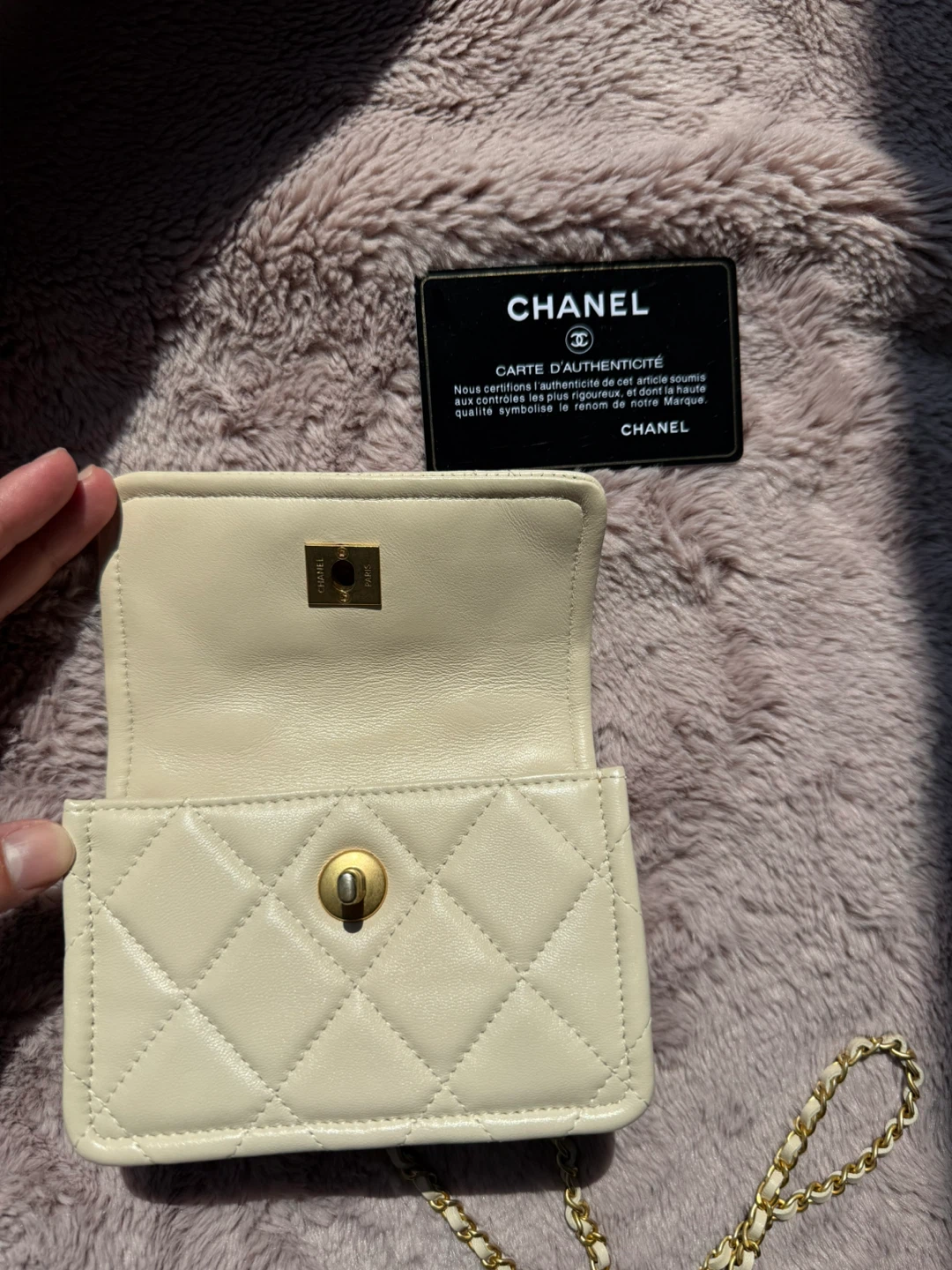 Chanel mini top handle card holder on chain - photo 3