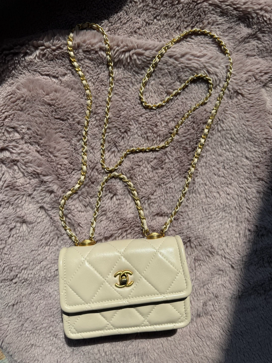 Chanel mini top handle card holder on chain