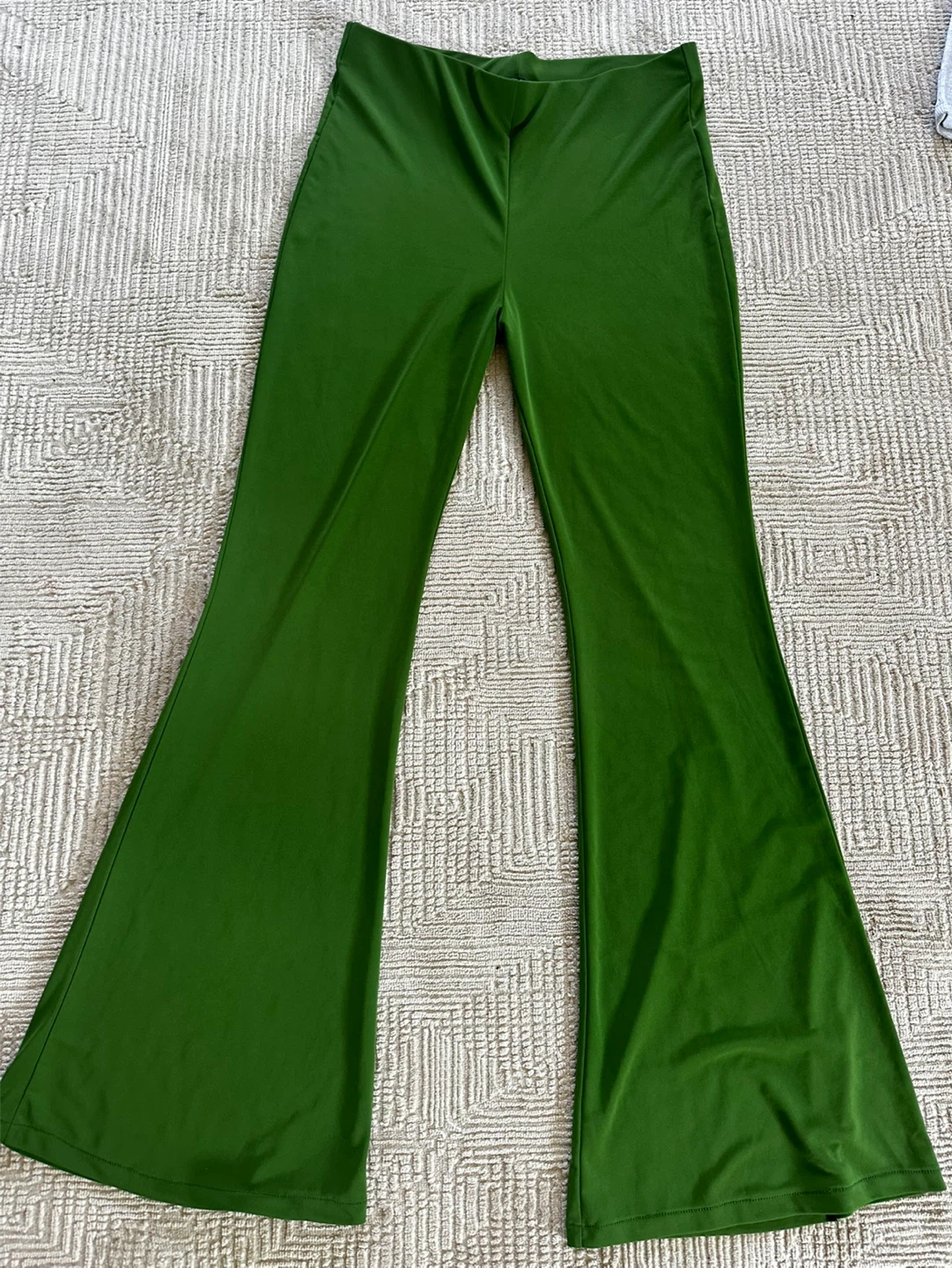ZARA Green Flared Pants