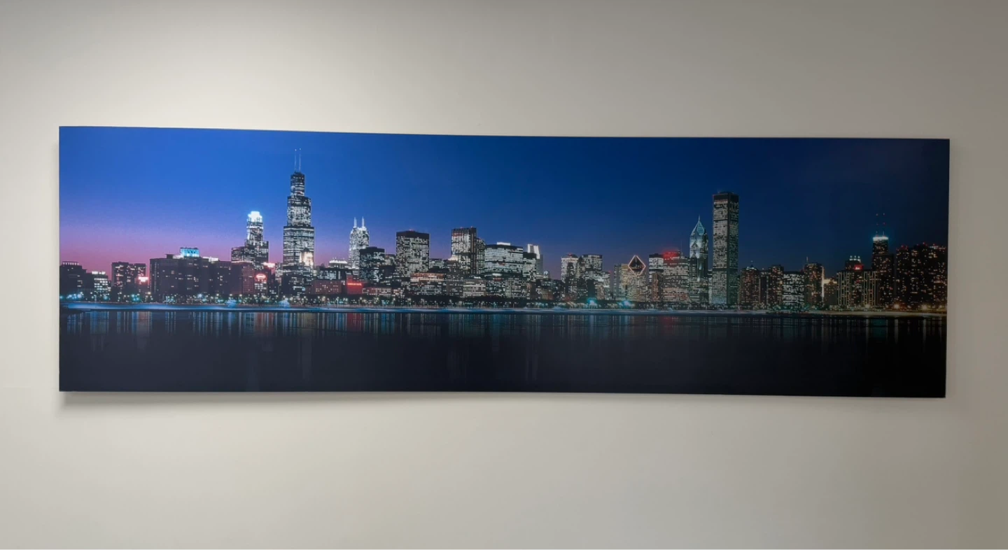 Panoramic Chicago Skyline Wall Art. 117 X 34