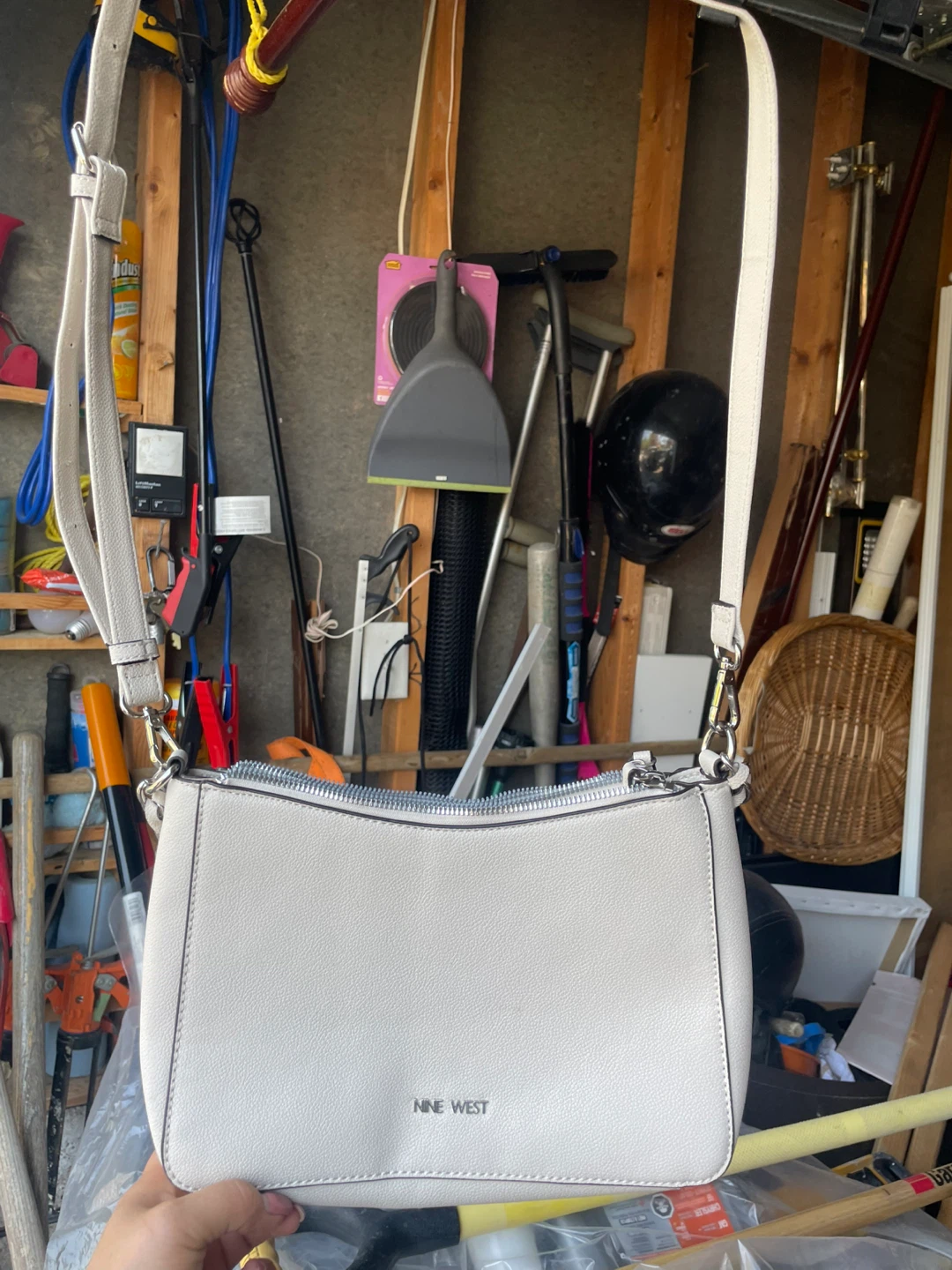 Nine West White Shoulder Bag with Chain Detail - photo 2