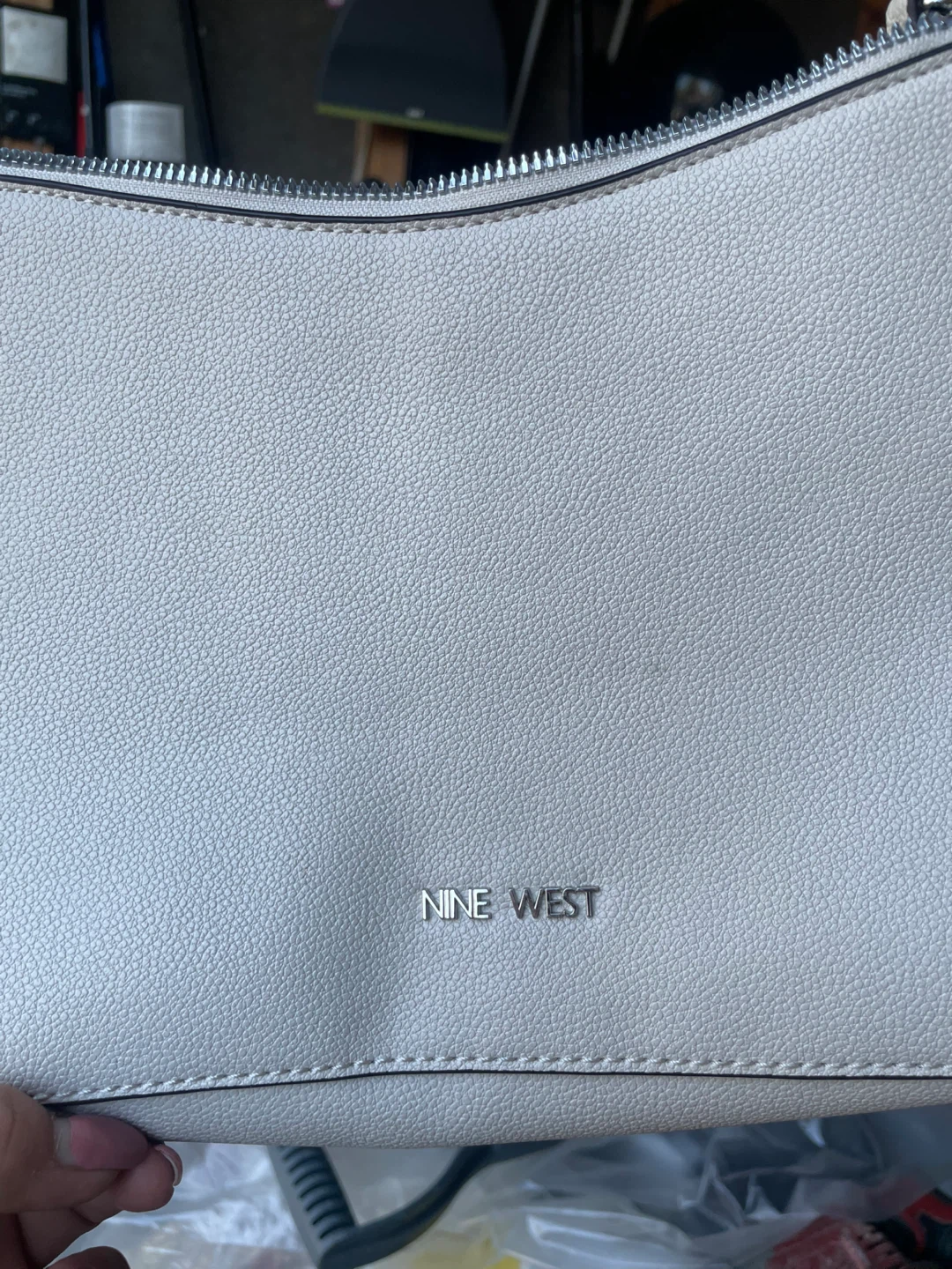 Nine West White Shoulder Bag with Chain Detail