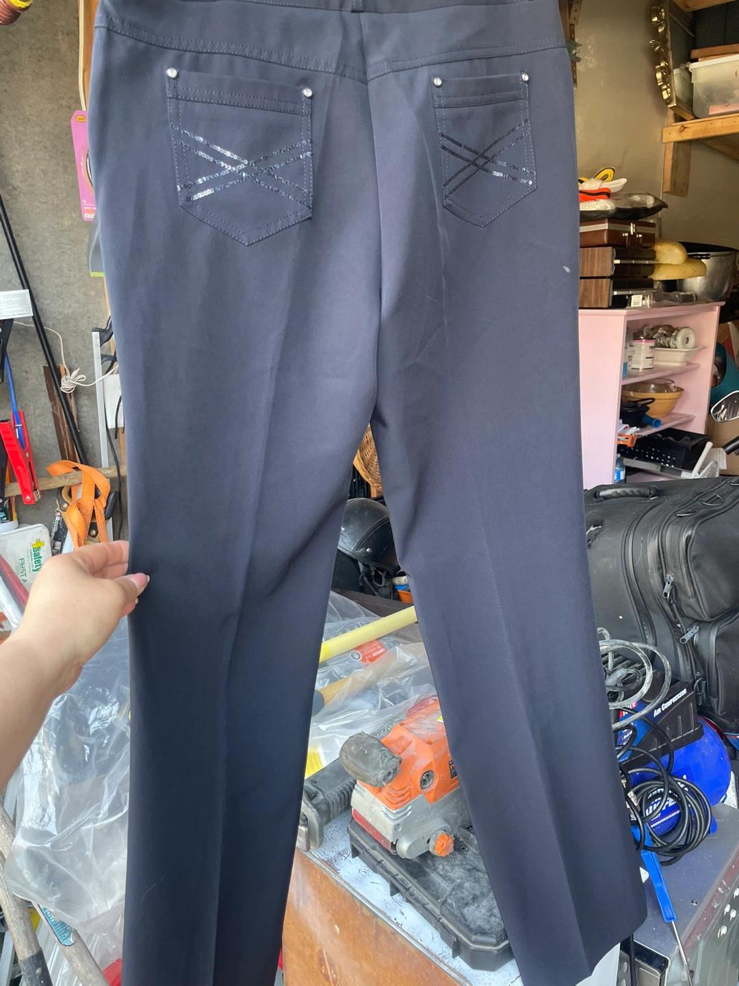 Women's Dark Blue Dress Pants with Sequins - photo 4