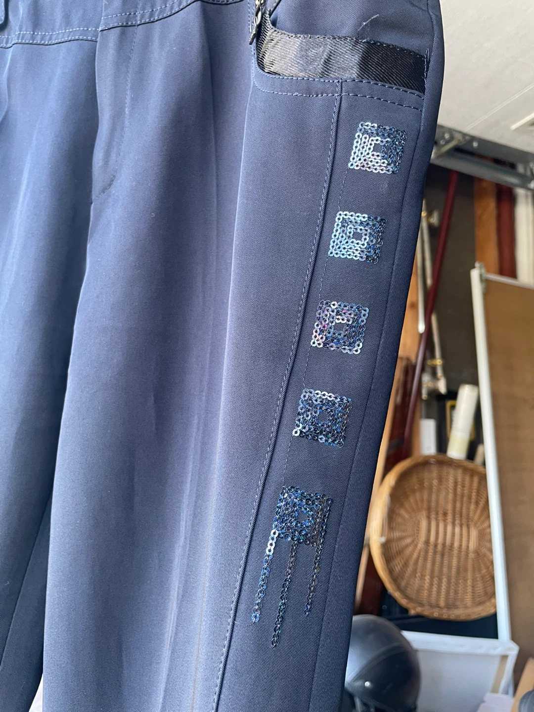Women's Dark Blue Dress Pants with Sequins - photo 2