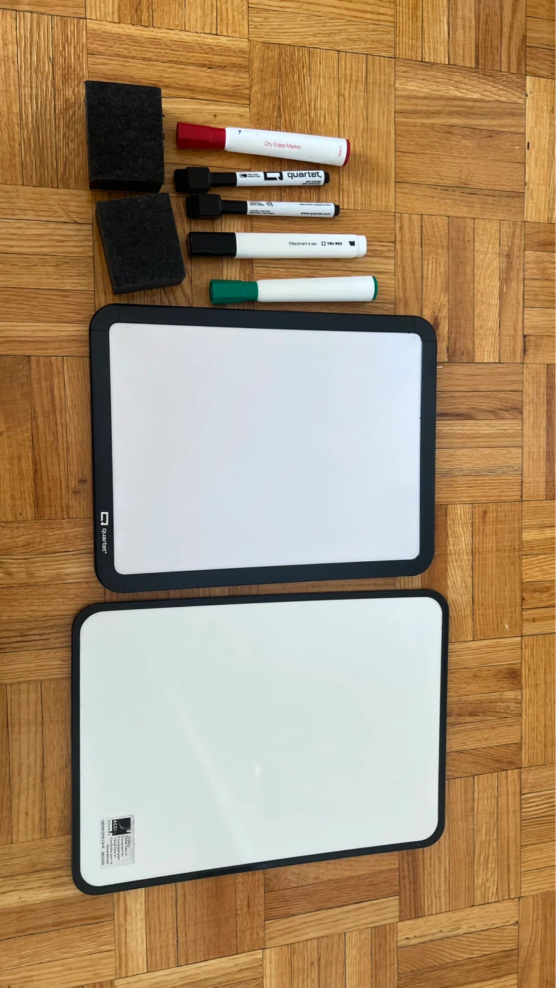 Dry Erase Whiteboard Set with Markers and Erasers