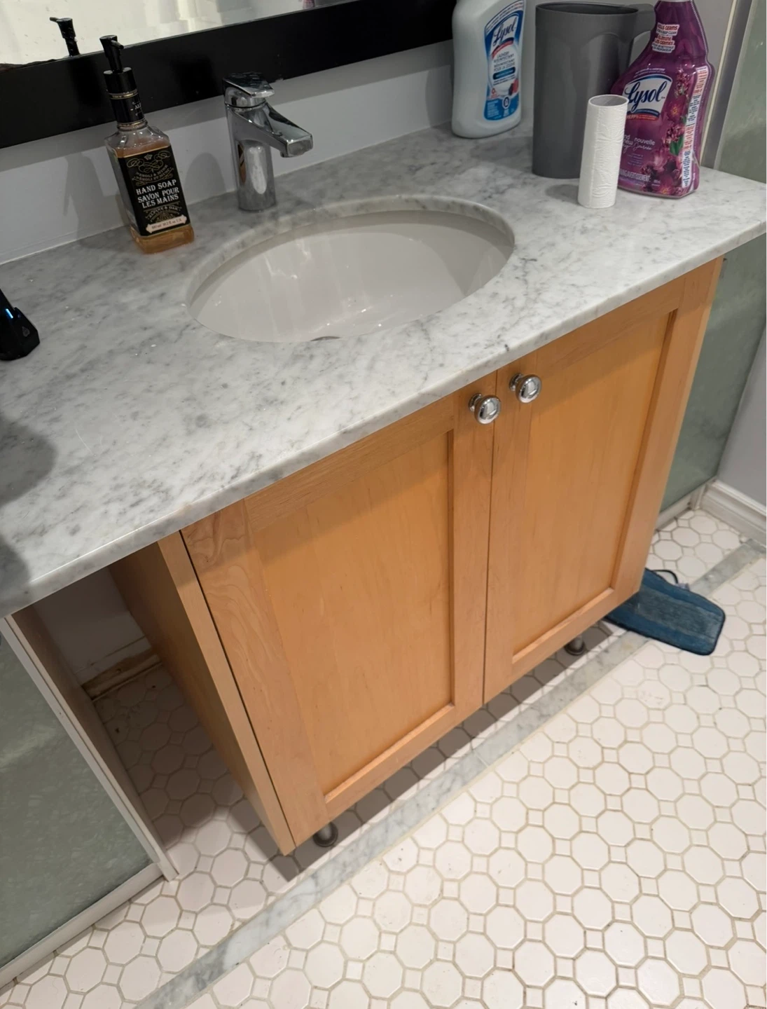 Maple Vanity with Marble Countertop