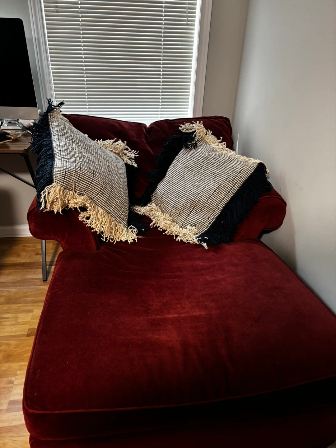 Red Velvet Chaise Lounge Chair