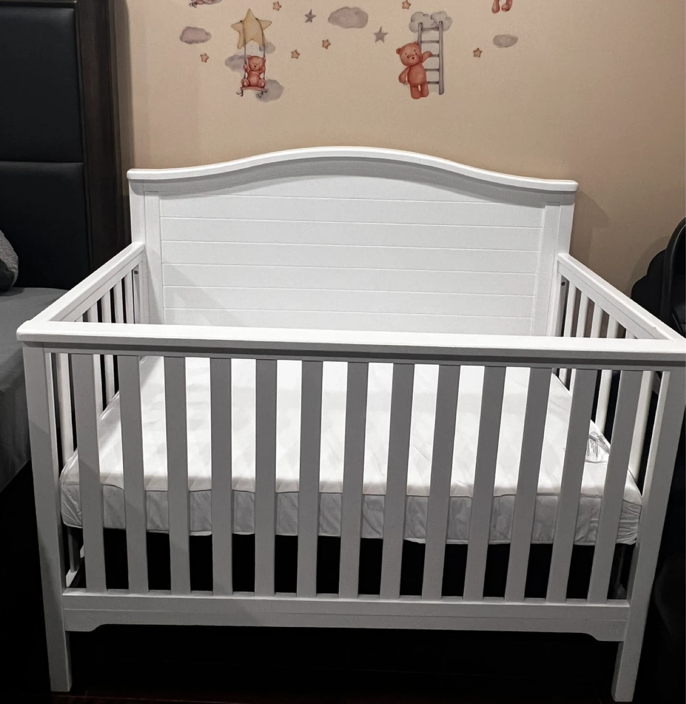 White Convertible Crib with Mattress
