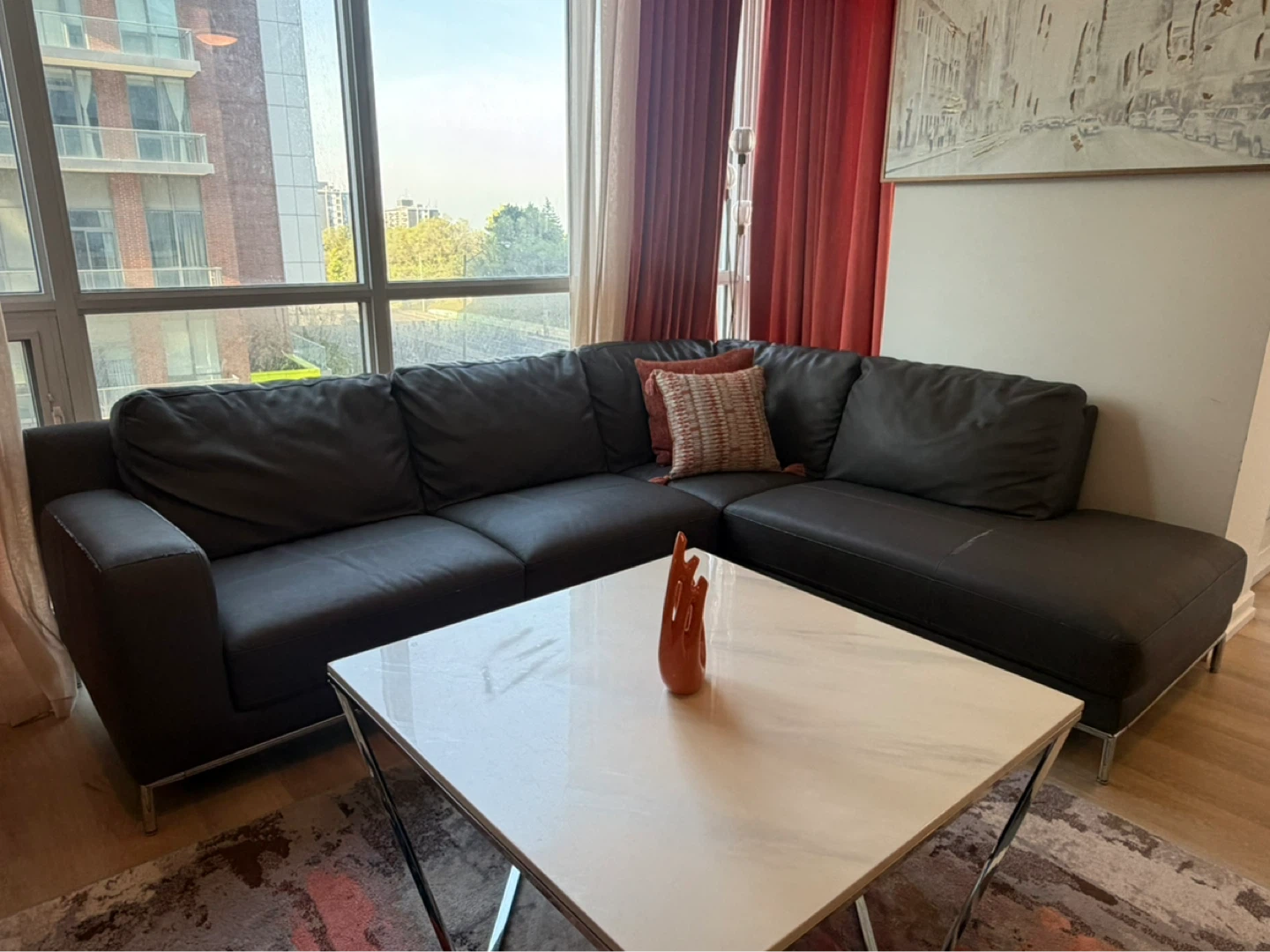 Dark Brown Leather Sectional Sofa