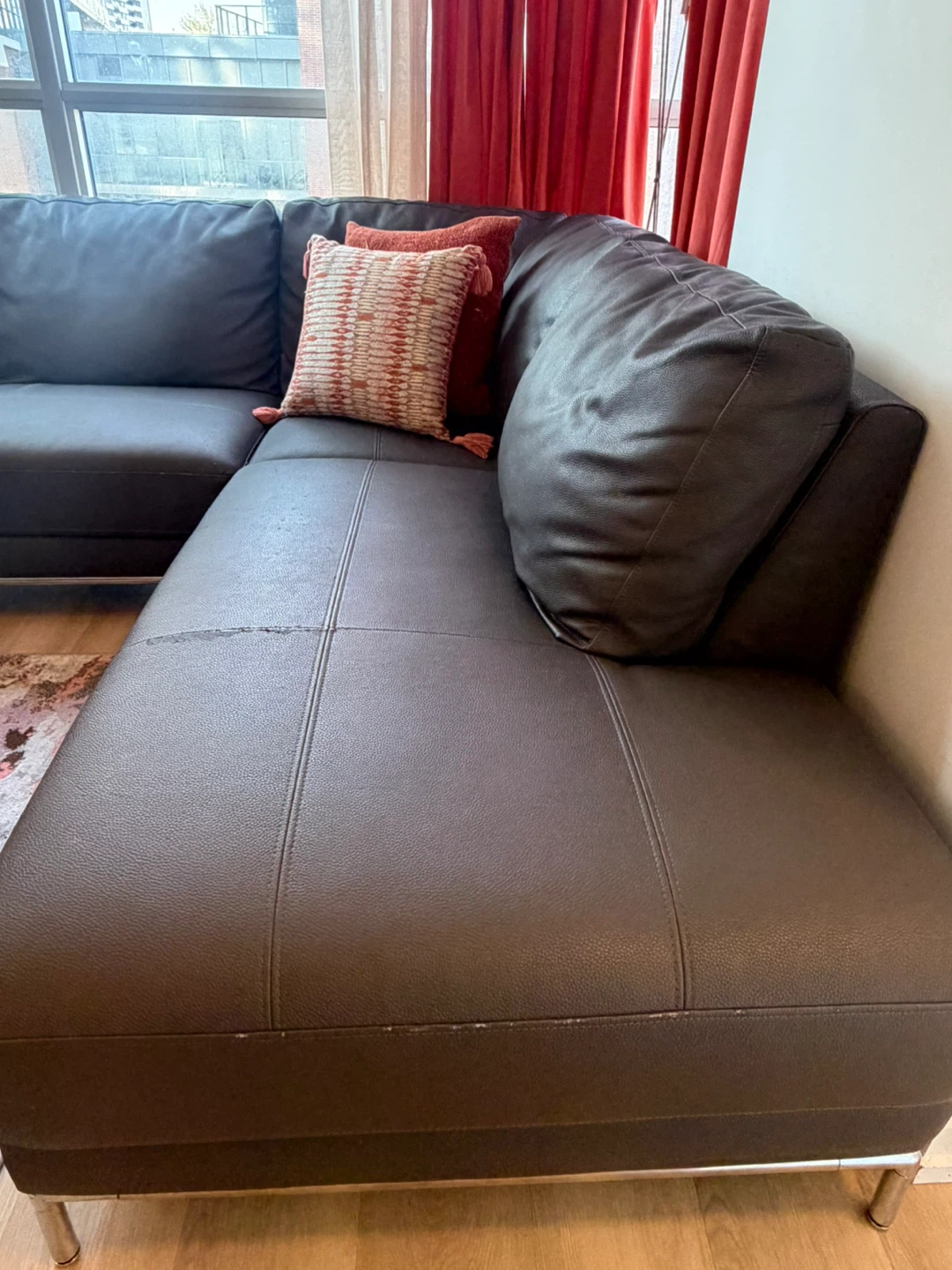 Dark Brown Leather Sectional Sofa - photo 3