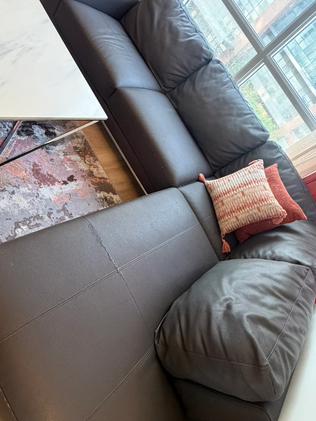 Dark Brown Leather Sectional Sofa - photo 4