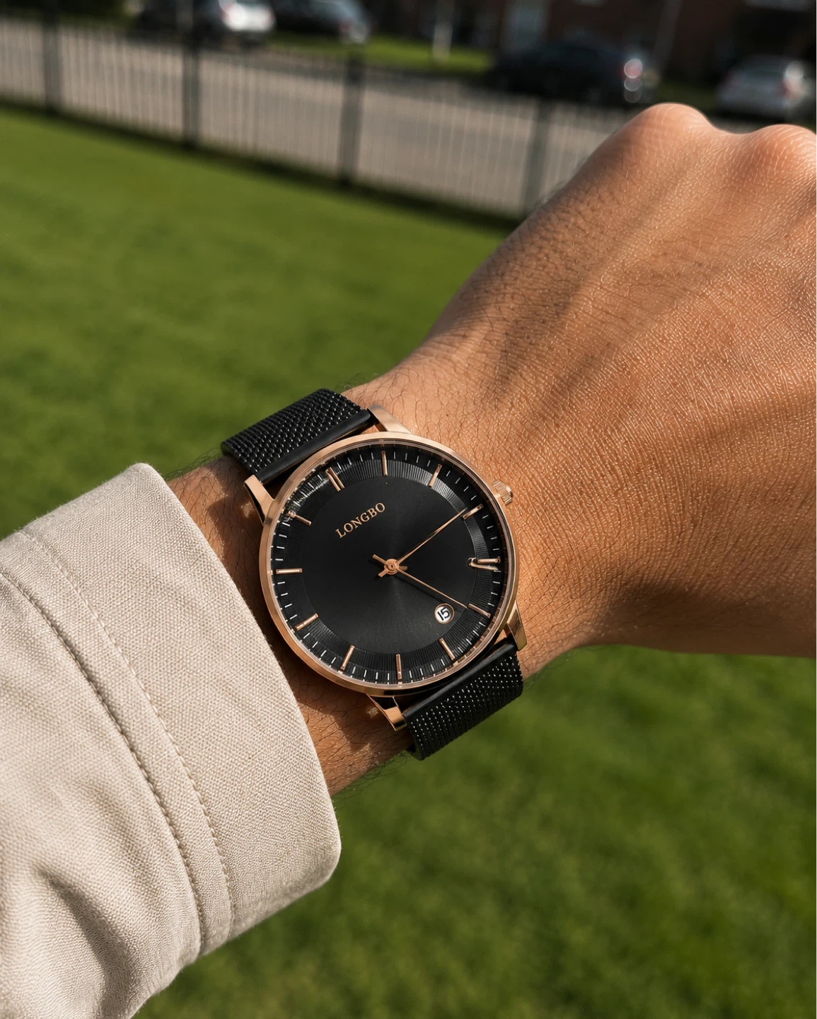 LONGBO Men's Black Mesh Band Watch - photo 2