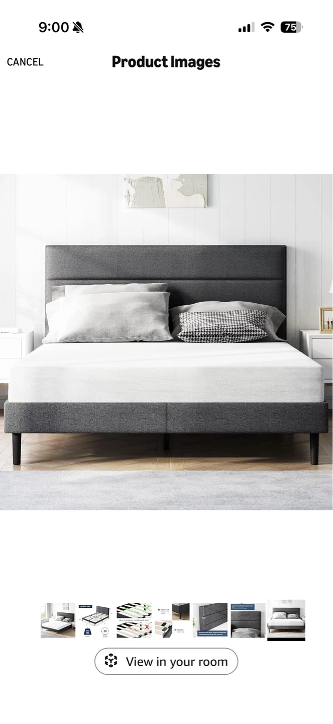 Queen Size Upholstered Platform Bed Frame with Headboard - photo 2