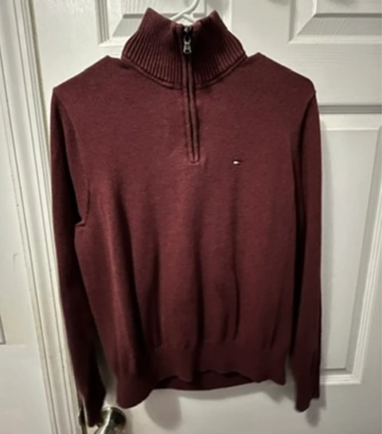 Tommy Hilfiger Quarter Zip Sweater - Maroon