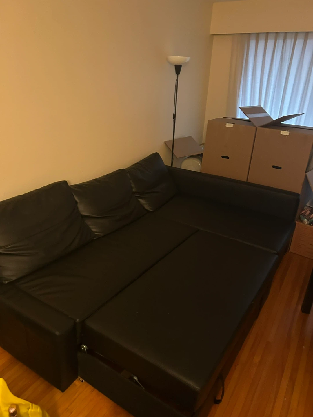 Black Faux Leather Sectional Sofa Bed