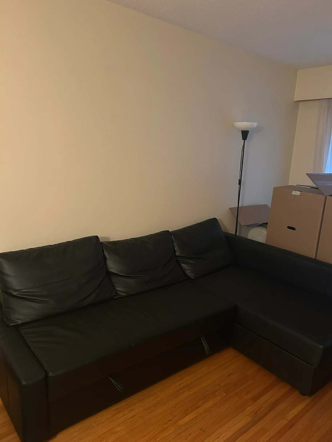 Black Faux Leather Sectional Sofa Bed - photo 2