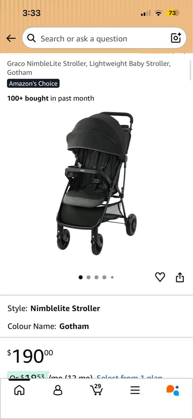 Graco NimbleLite Stroller - Gotham
