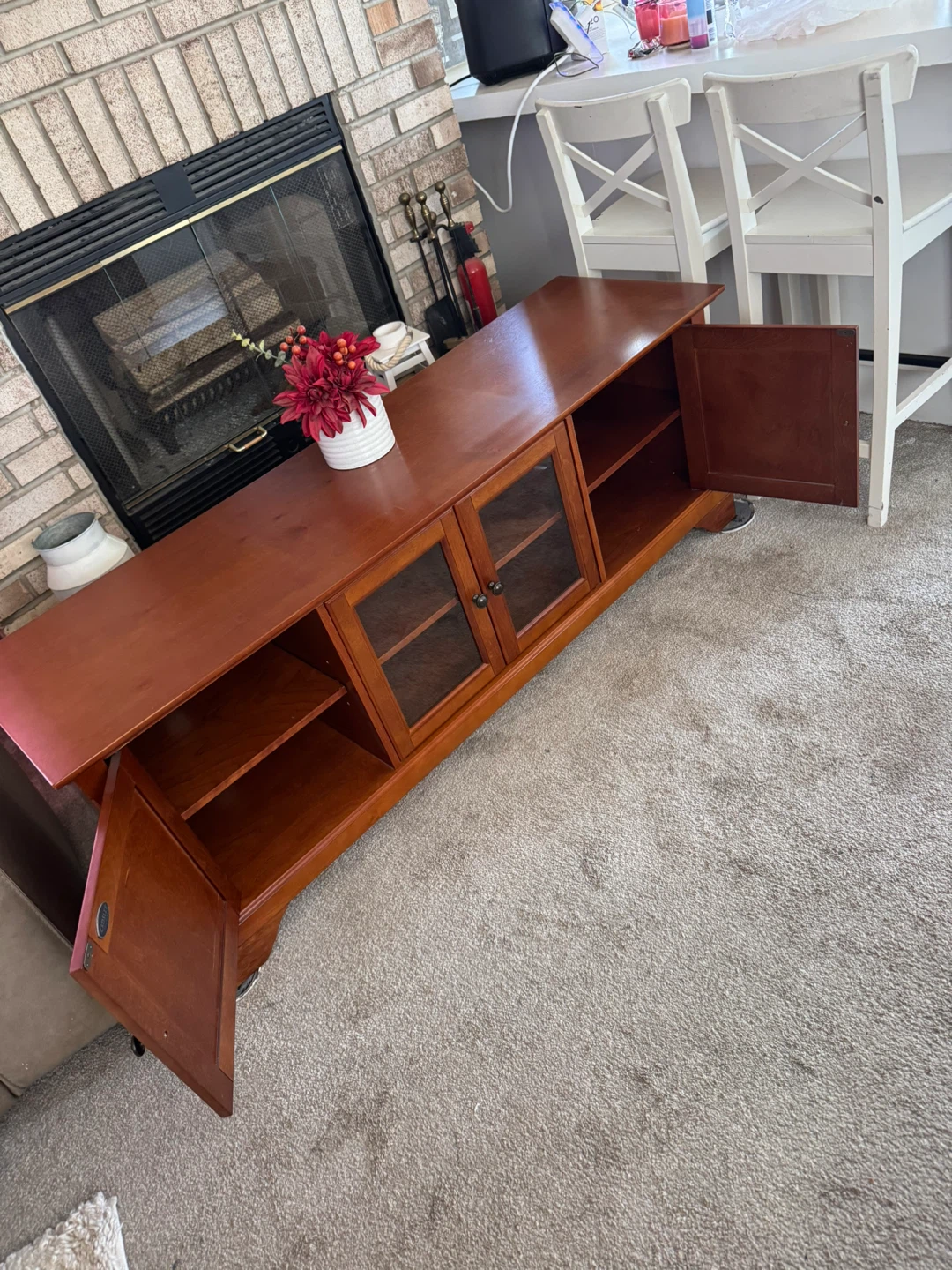 Crosley Furniture Cherry Wood Media Console Cabinet - photo 2