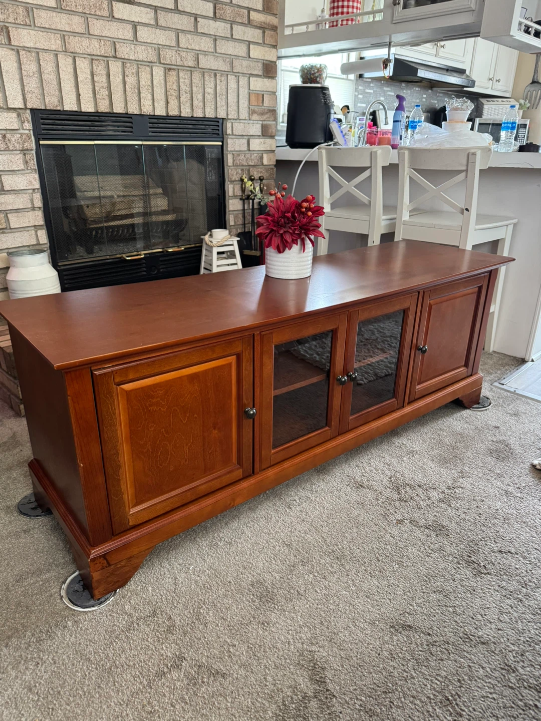Crosley Furniture Cherry Wood Media Console Cabinet