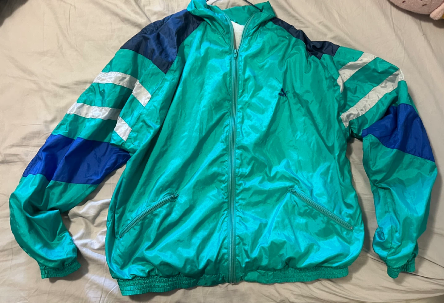 Vintage Puma Windbreaker Jacket Teal Blue (Ad Up = Available)