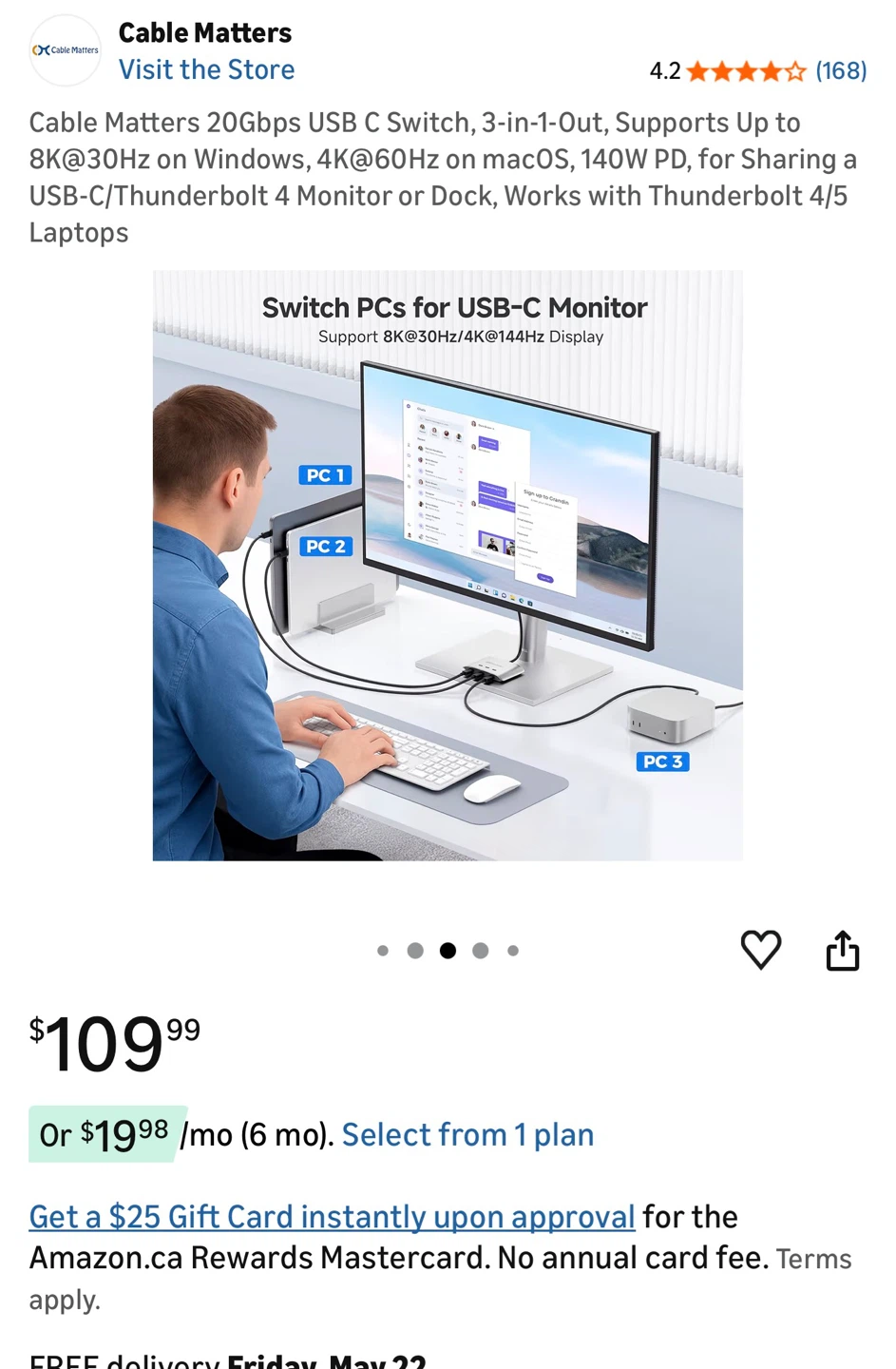 Cable Matters 20Gbps USB C 3-in-1 Switch - photo 2