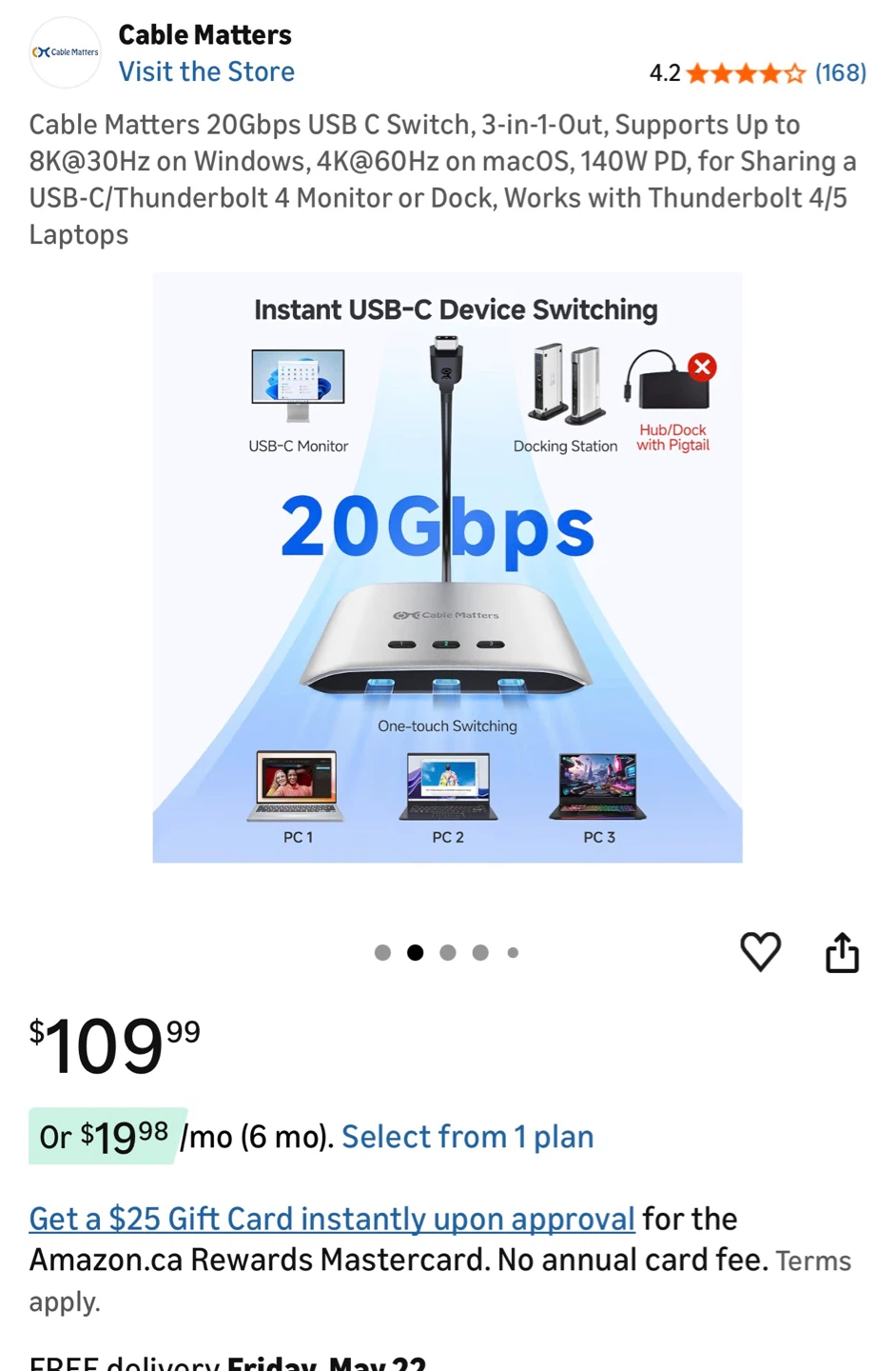Cable Matters 20Gbps USB C 3-in-1 Switch - photo 3